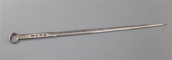 A George III silver meat skewer, WA, London, 1769, 37.2cm.